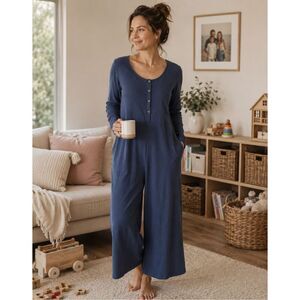 Three Bird Nest Simply Comfort Jumpsuit Blue Women’s Large Long Sleeve